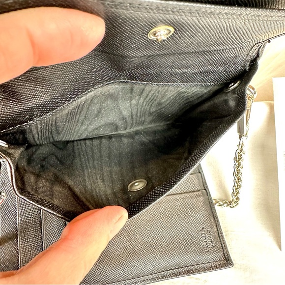 PRADA Black Saffiano Leather Compact wallet Crossbody - Picture 8 of 16